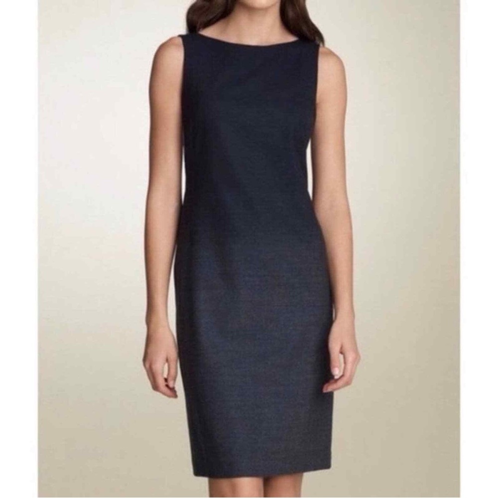 Theory Betty Ascend black grey ombré office wool shift sheath dress size 2